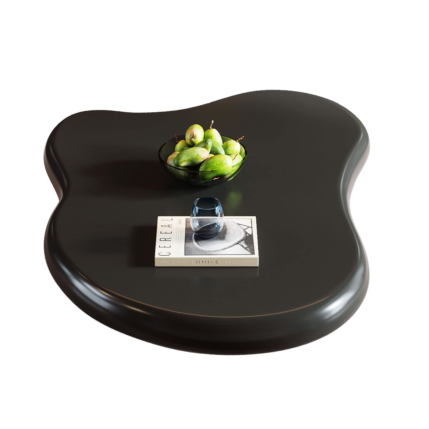 QEZEOM Cloud Coffee Table, Unique Irregular Shape, Modern Cute Living Room Fashion Coffee Table, Cartoon Minimalist Indoor Center Table, 3 Legs, Funky Living Room Bedroom Furniture, Black 41.02In